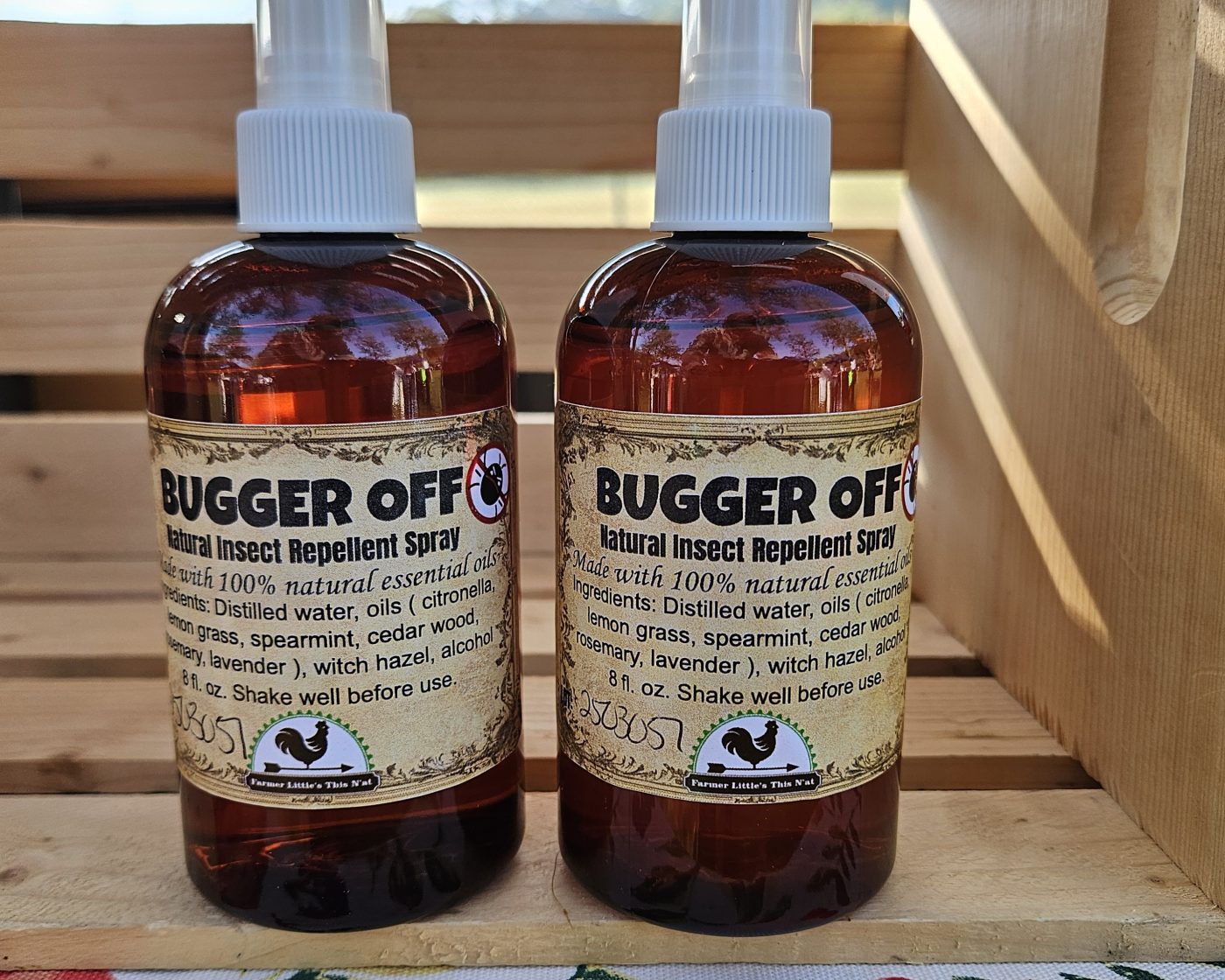 Bottles of natural bug spray