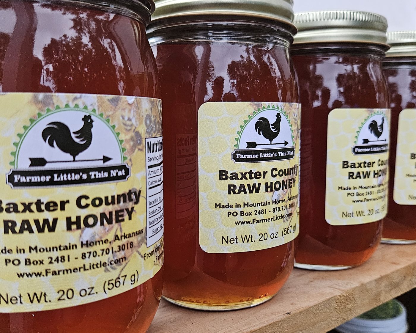 Jars of local raw honey