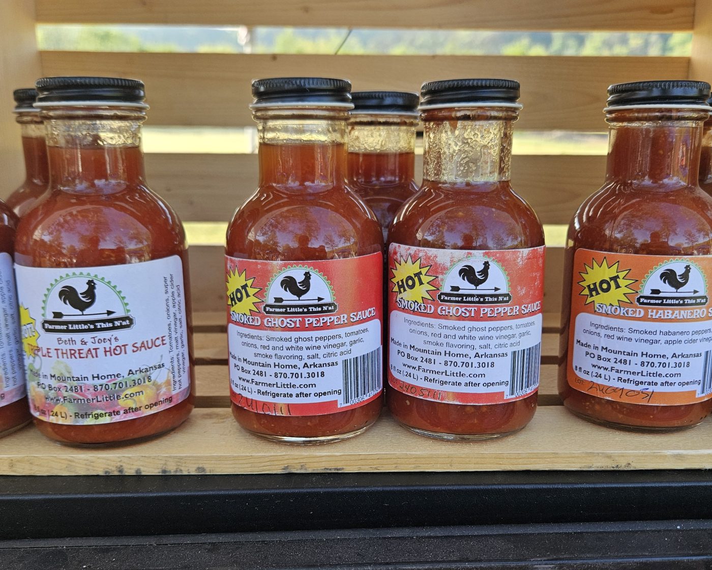 Bottles of handmade hot sauce