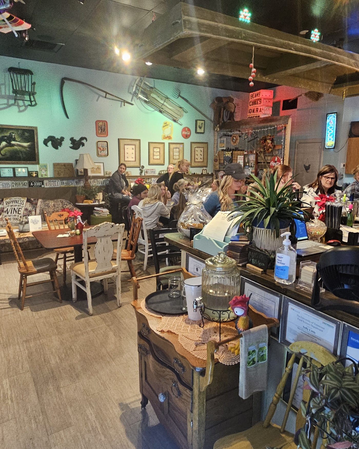 Wine bar and charcuterie seating inside The Ozark Fork & Cork